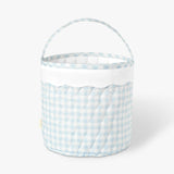 Quilted Storage Basket - Blue Gingham