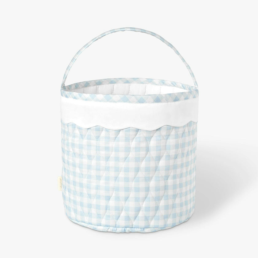 Quilted Storage Basket - Blue Gingham
