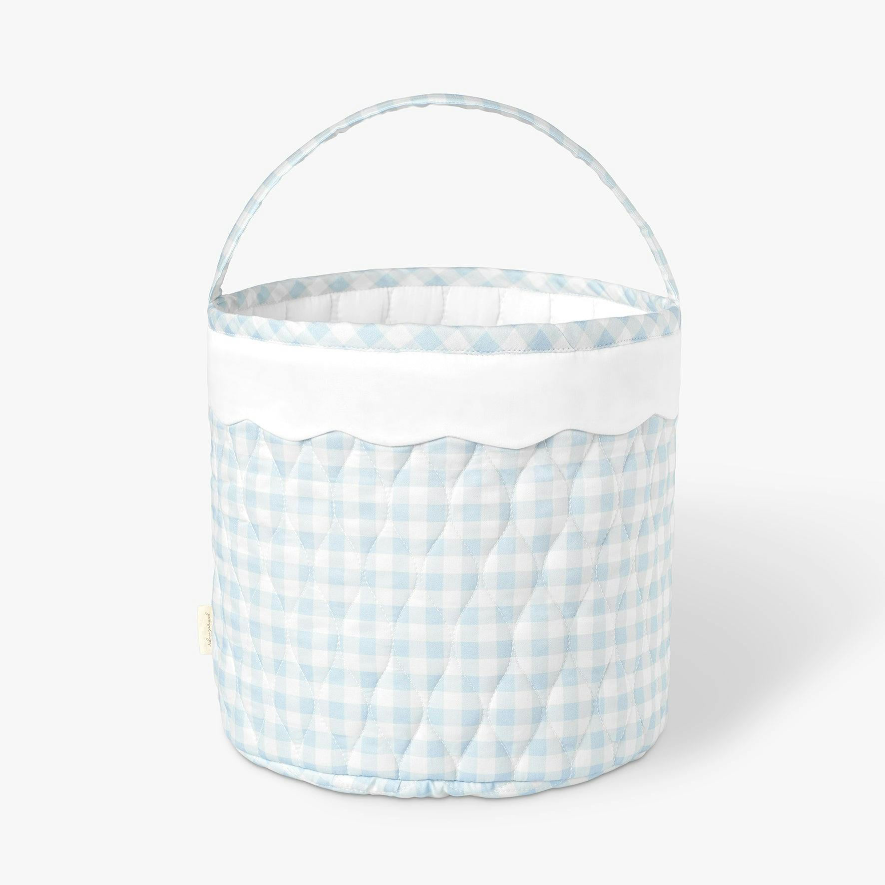 Quilted Storage Basket - Blue Gingham