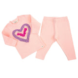 Multi Ruffle Heart Terry Applique Two Piece Set