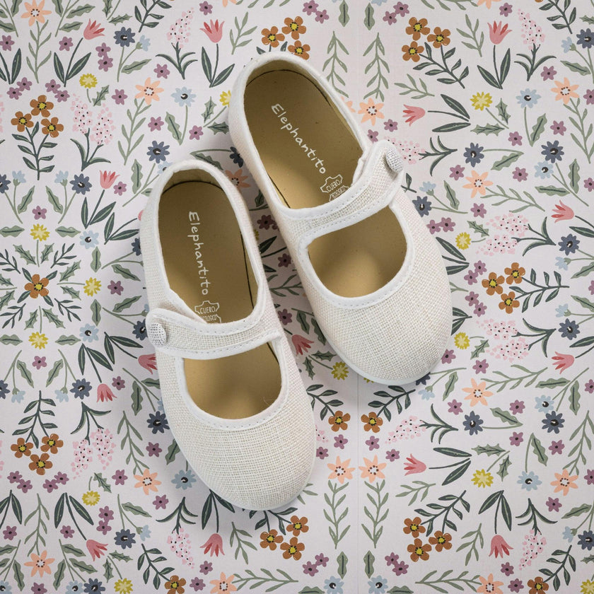 Linen Mary Jane | White