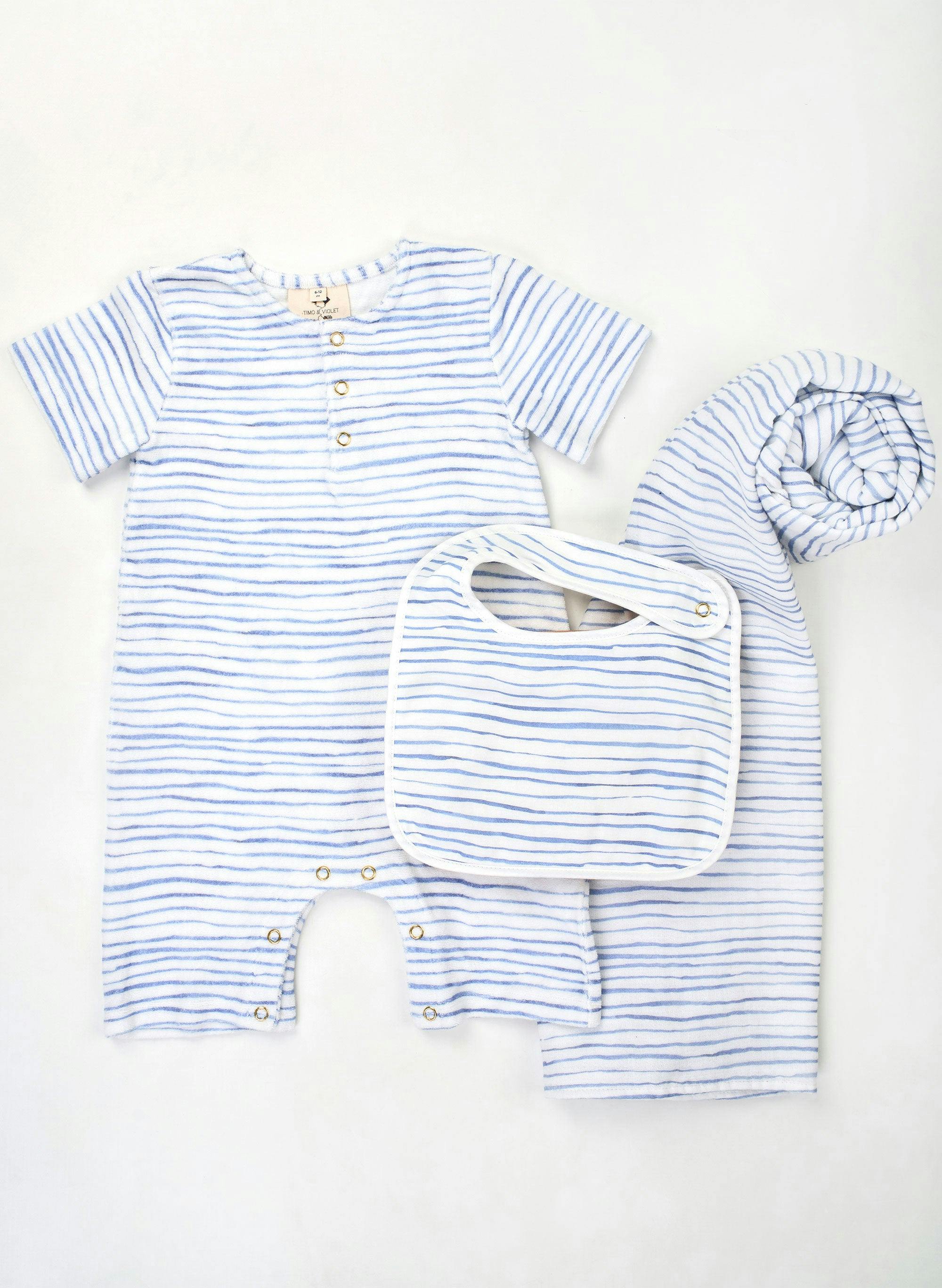 Walker Terry Romper - Wave Stripe