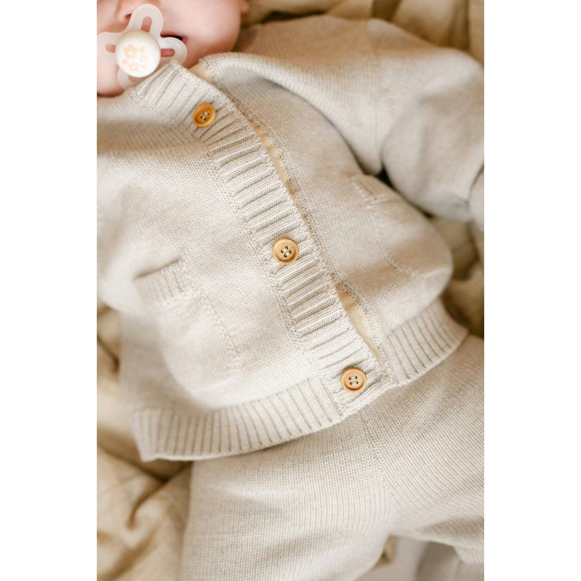 Merino Wool Baby Cardigan in Light Heather Gray