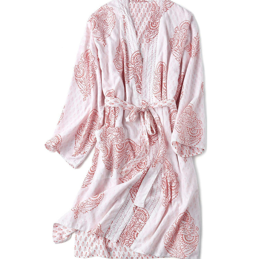 Block-Printed Cotton Women'S Robe