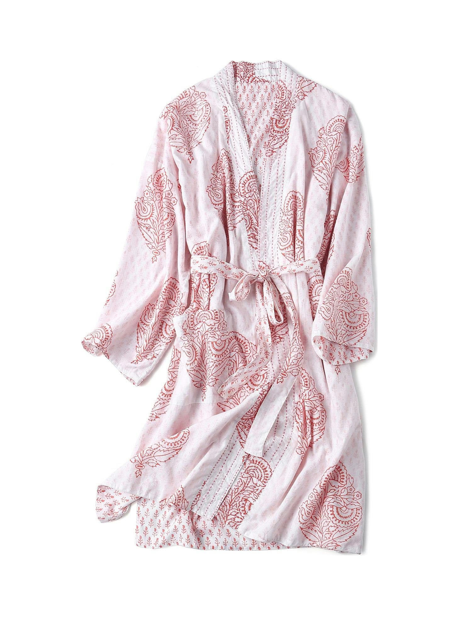 Block-Printed Cotton Women'S Robe