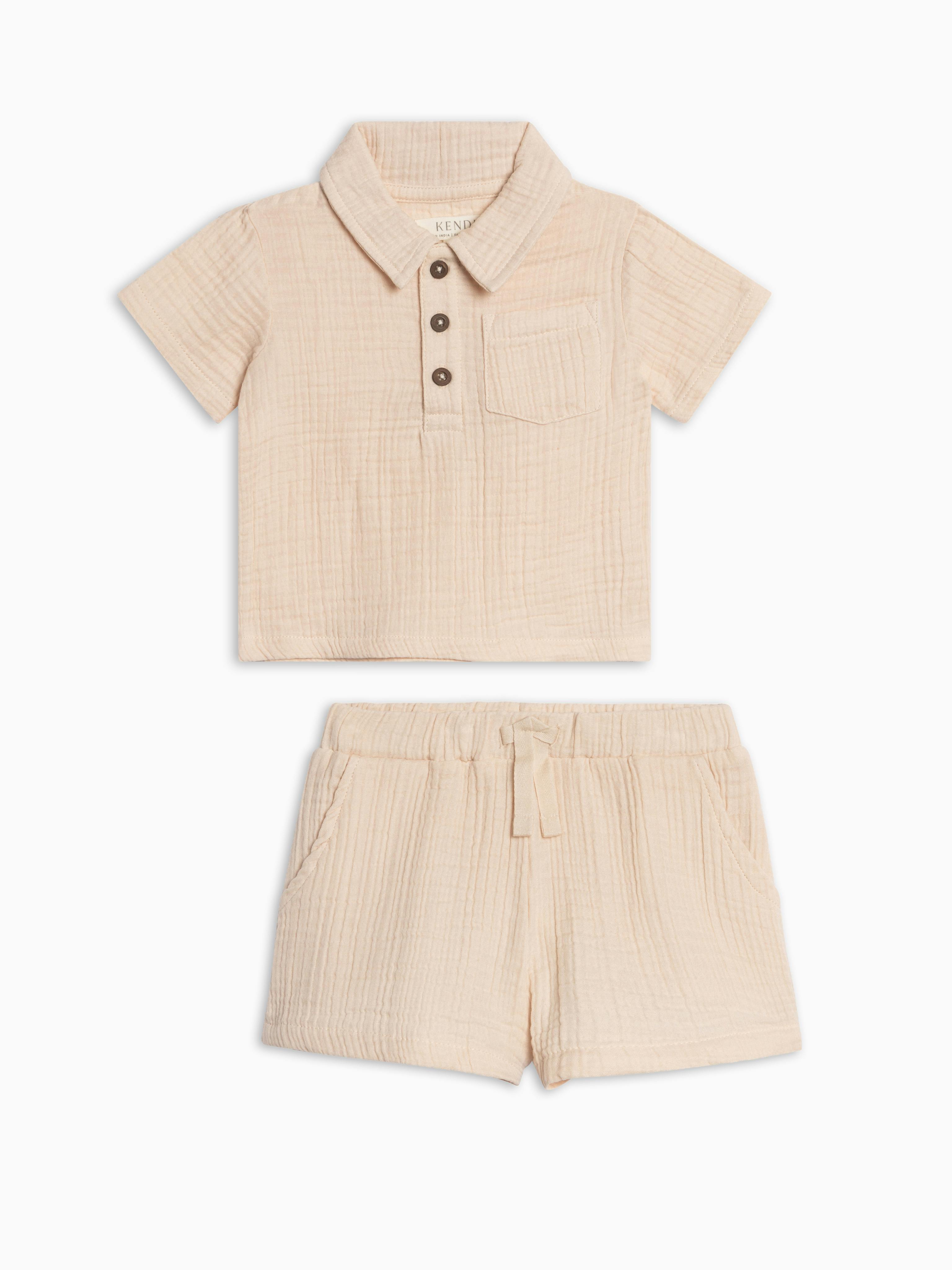 Organic Boys Muslin Shirt and Short Set