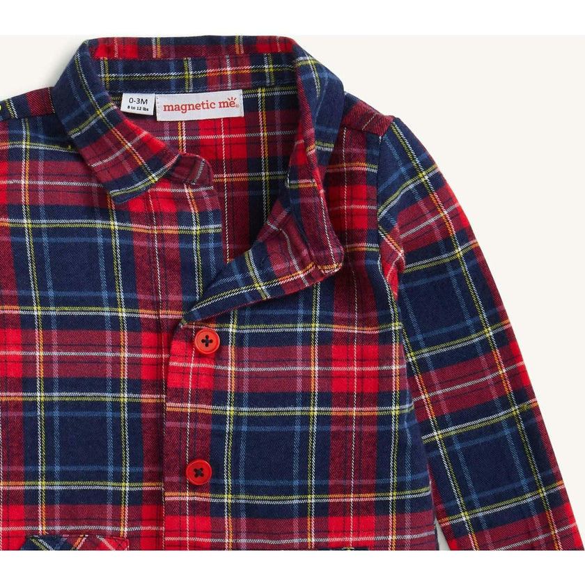 Magnetic Polo Romper HOLIDAY PLAID