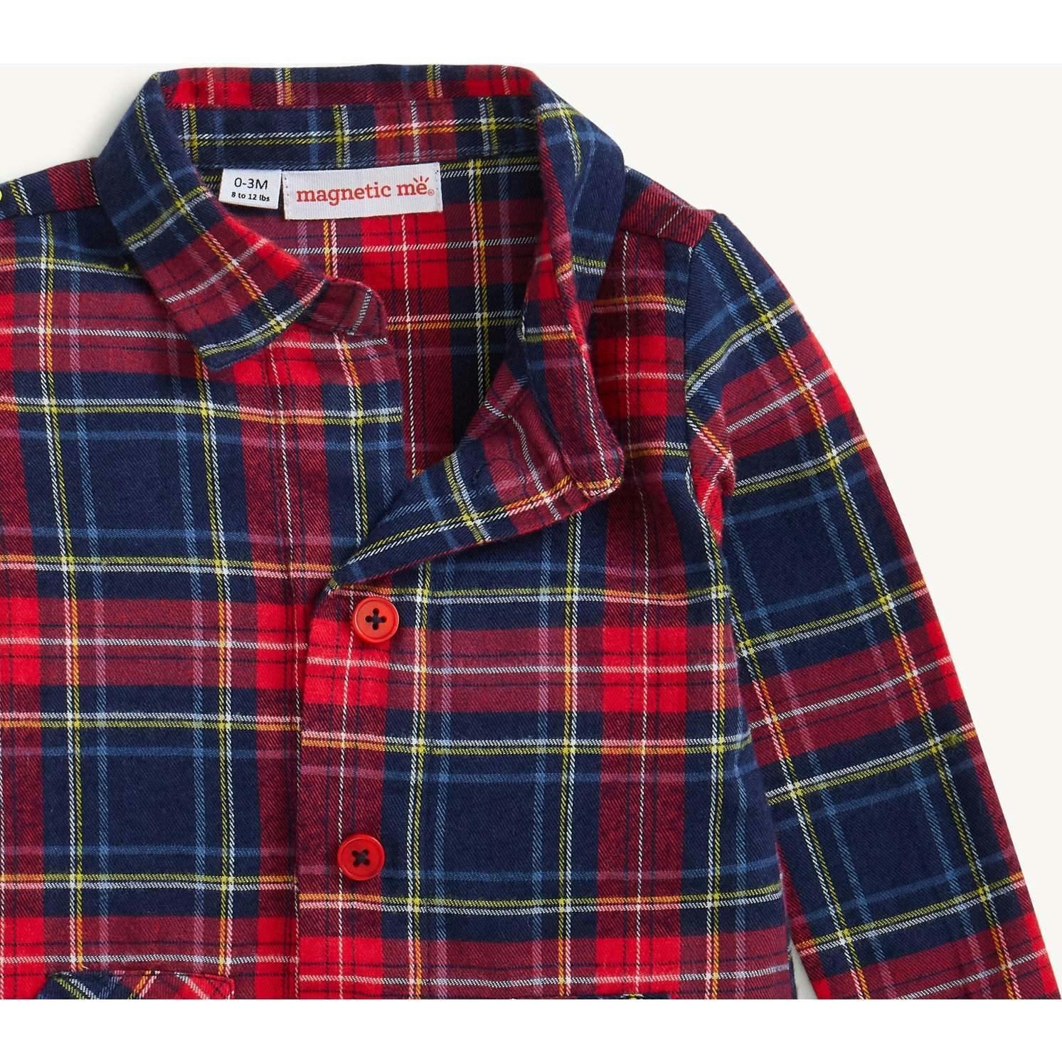 Magnetic Polo Romper HOLIDAY PLAID