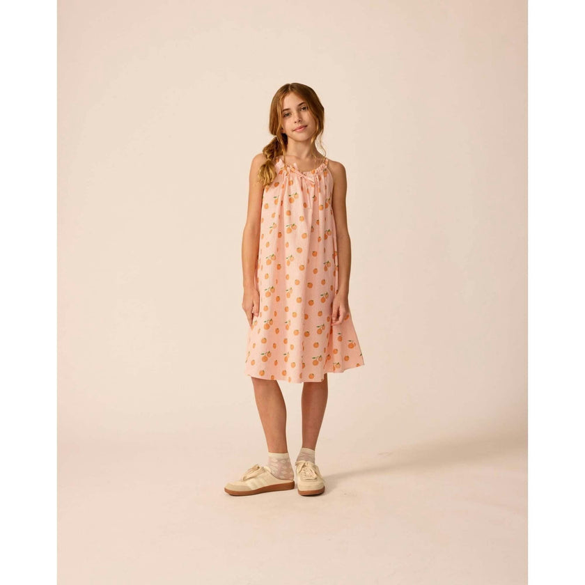 Tie Neck Dress in Clementine