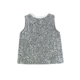 Silver Sequin Sleeveless Shorts Set