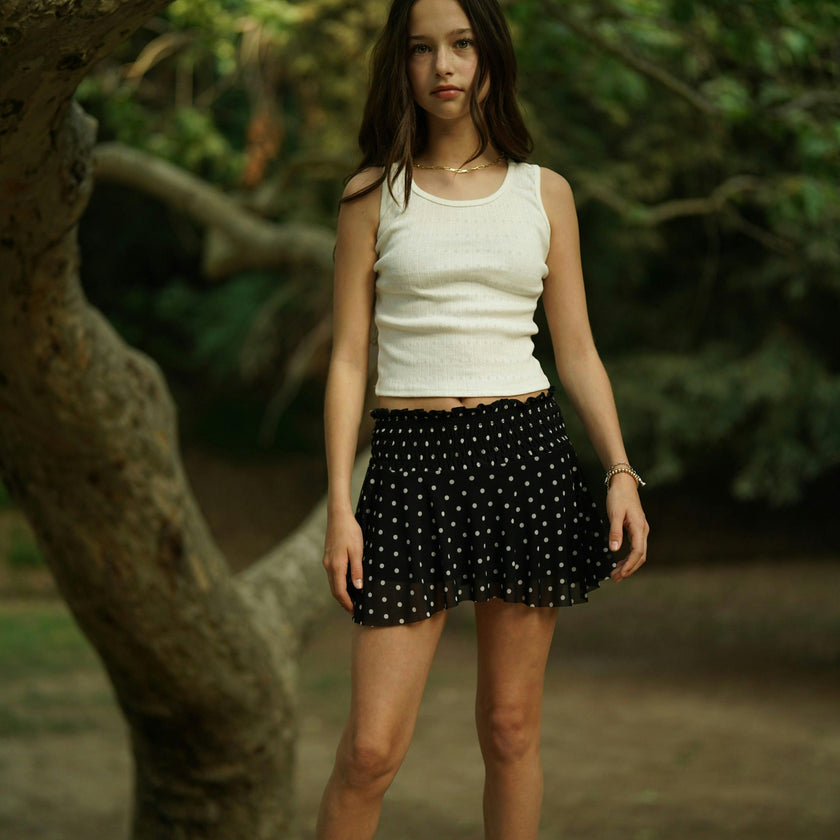 Girls Mesh Polka Dot Skort