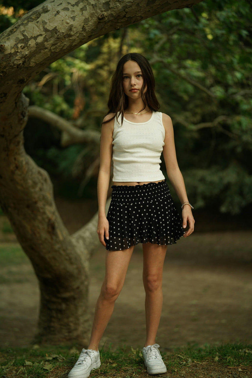 Girls Mesh Polka Dot Skort