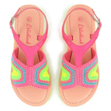Pink Neon Colorblock Crochet Sandals