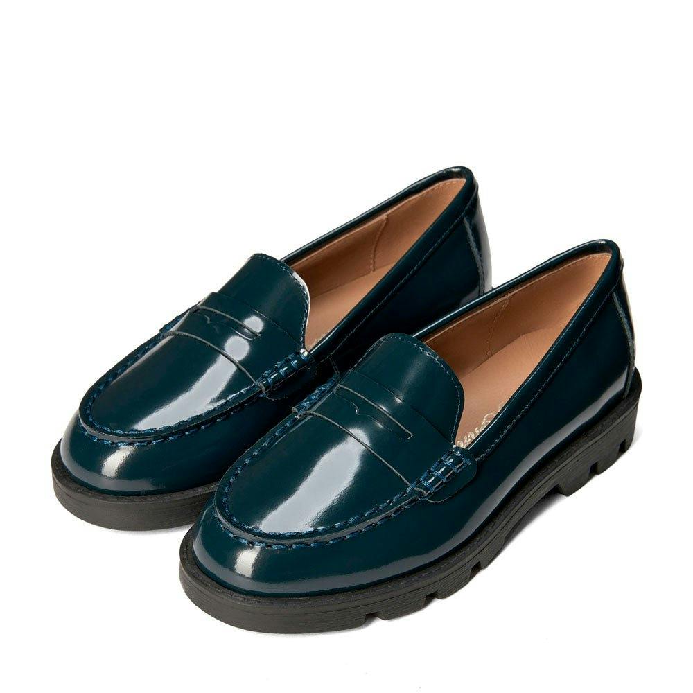 Paula Glossed-Leather Soft Wool Loafers