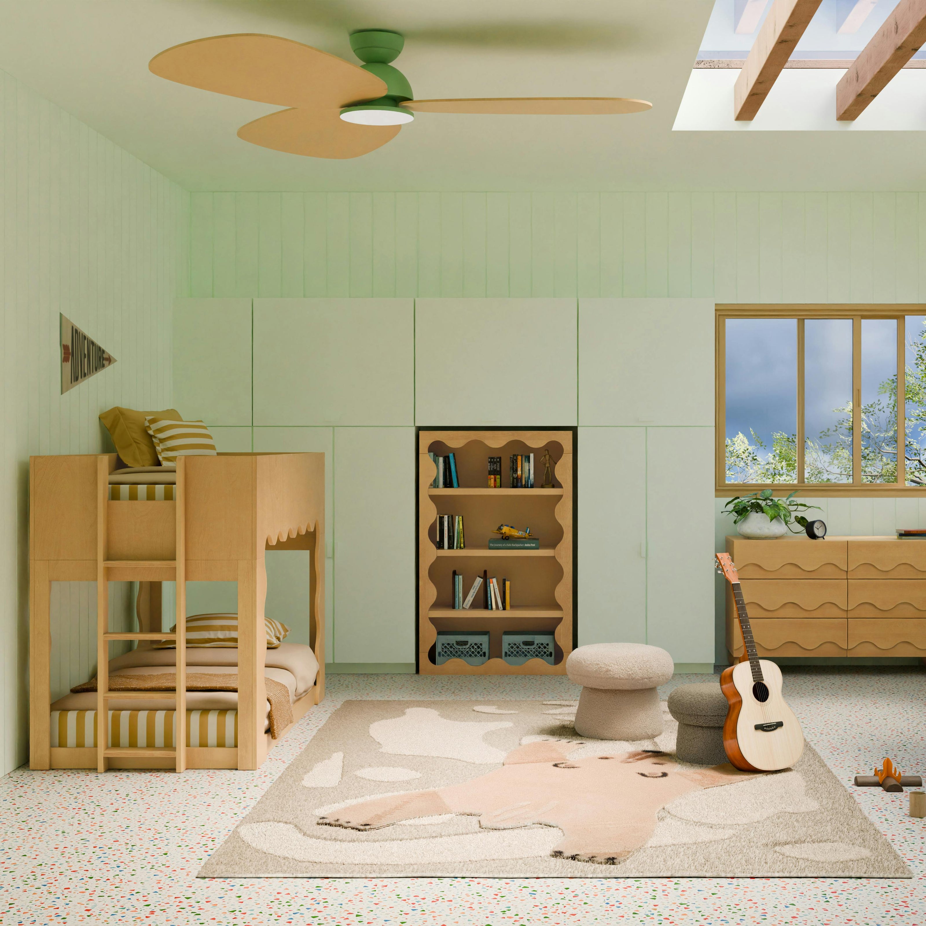 Lido Wave Convertible Low Loft Twin Bed in Honey