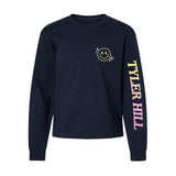 CAMP Custom LS Crewneck T-shirt with Smiley Face, Navy