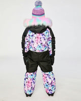 Kids One Piece Play Snowsuit Purple Floral Print