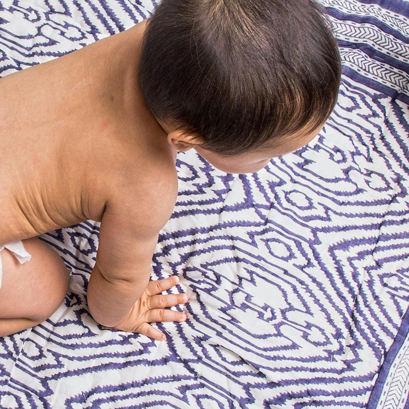 Block-Printed Cotton Crib Quilt