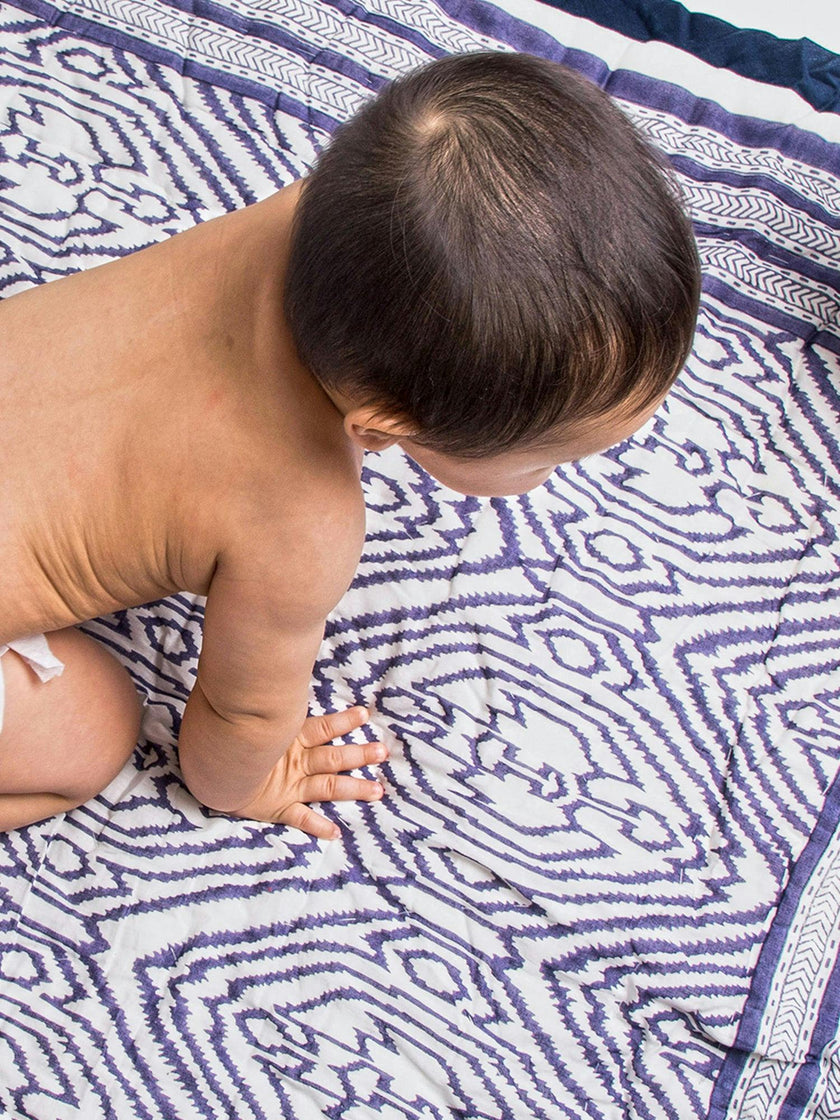 Block-Printed Cotton Crib Quilt