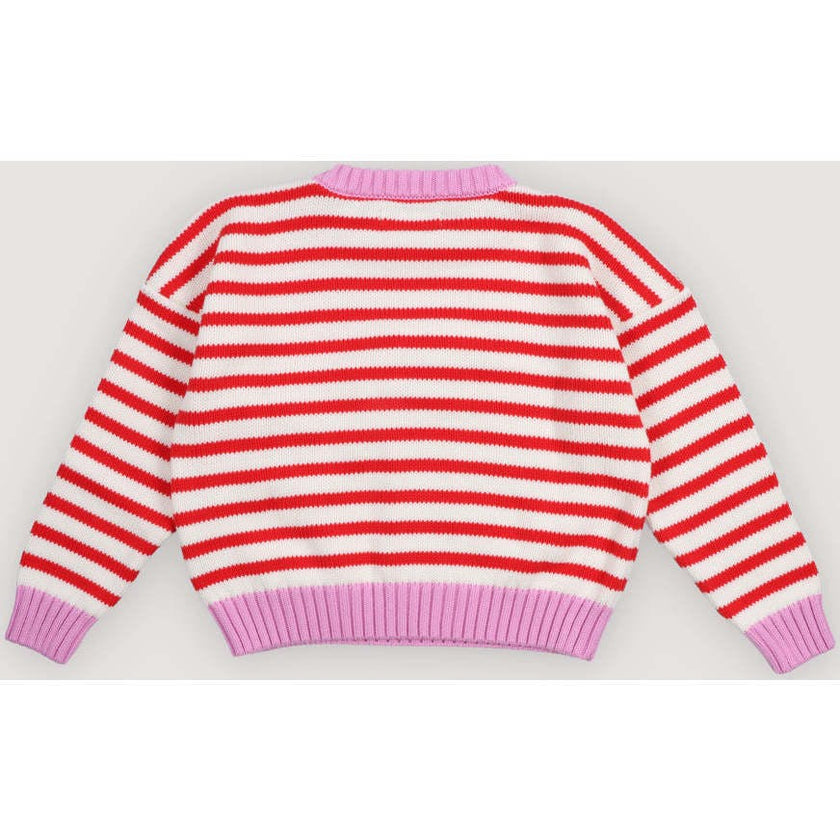 Marigold Jumper Tulip Red & Pink Lavander Stripes