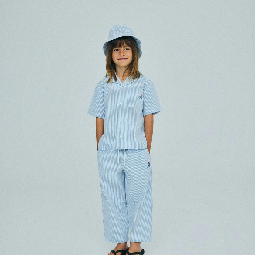 Almond Pant Vista Blue Seersucker Stripes