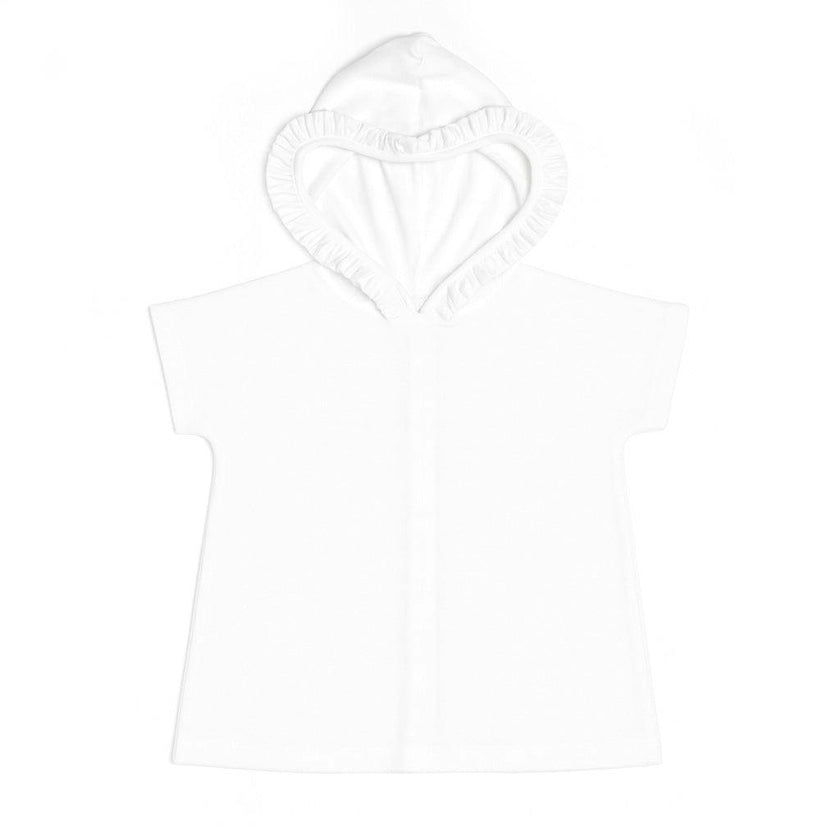 White Knitted Terry Hooded Kimono Coverup