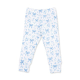 Blue Bows and Flowers - Short Sleeve Loungewear Set