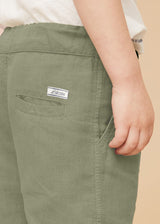 Army Green Linen Cotton Shorts