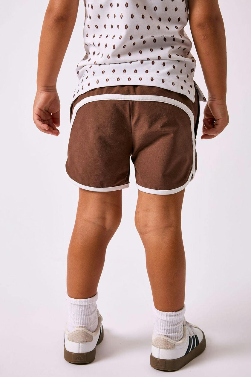 brown retro super short with white piping