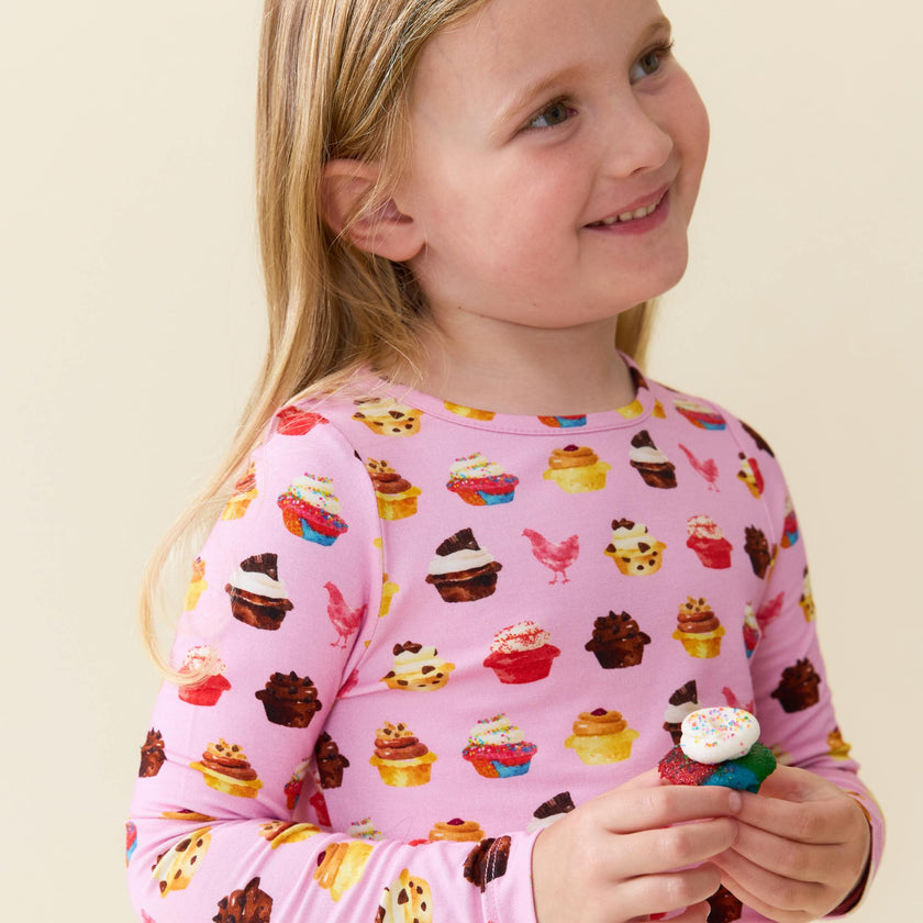 Kids Bamboo PJ Set - Pink Cupcakes