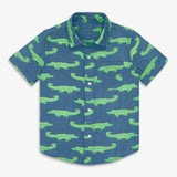 Kids cotton gauze button down in gator pals