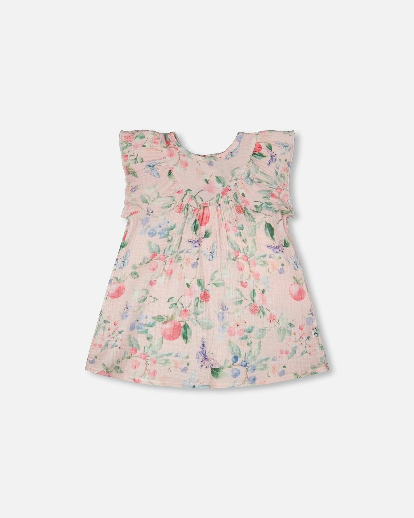 Cotton Muslin Dress And Bloomer Set Pink Printed Berries