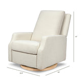 Crewe Electronic Recliner and Swivel Glider in Ivory Boucle with Light Wood Base