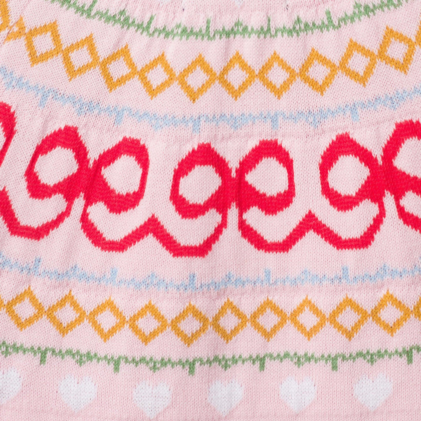 Girls Sweater & Flare Legging Set | Bow Fair Isle - Pink
