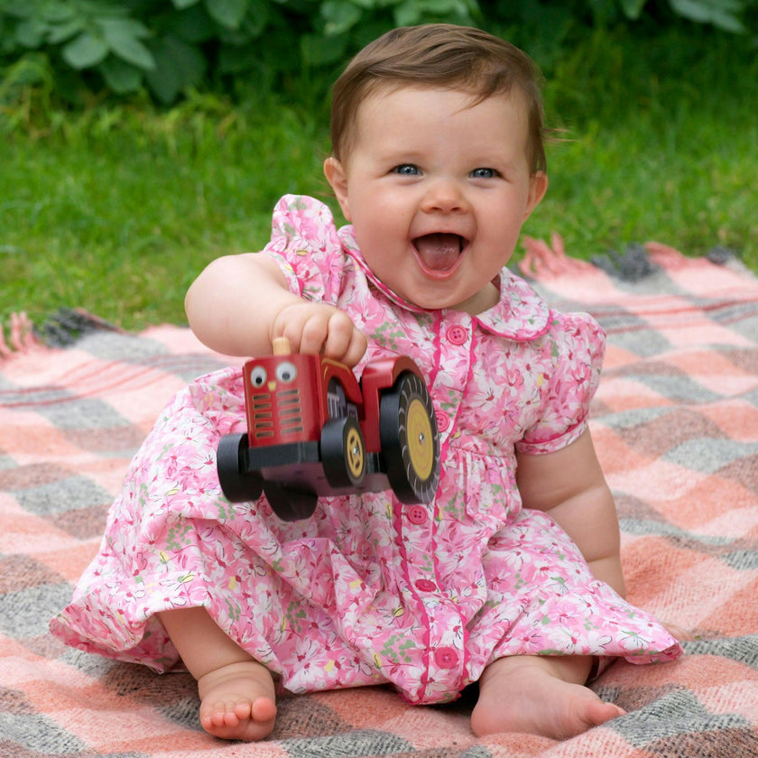 Pink Daisy Button-front Dress & Bloomers