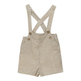 Woven Checkered Button Front Elastic Waist Overalls