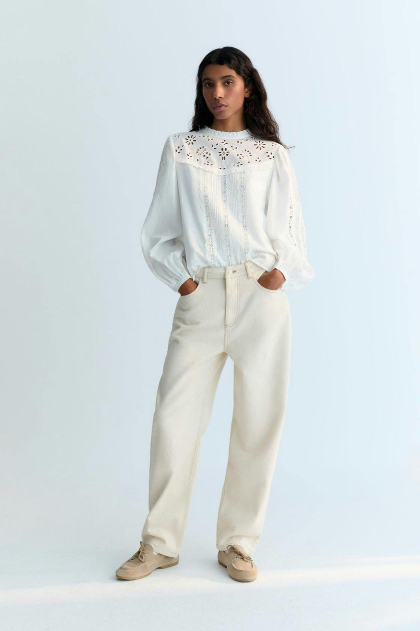 TNS Denim Woman Regular Pant Ecru