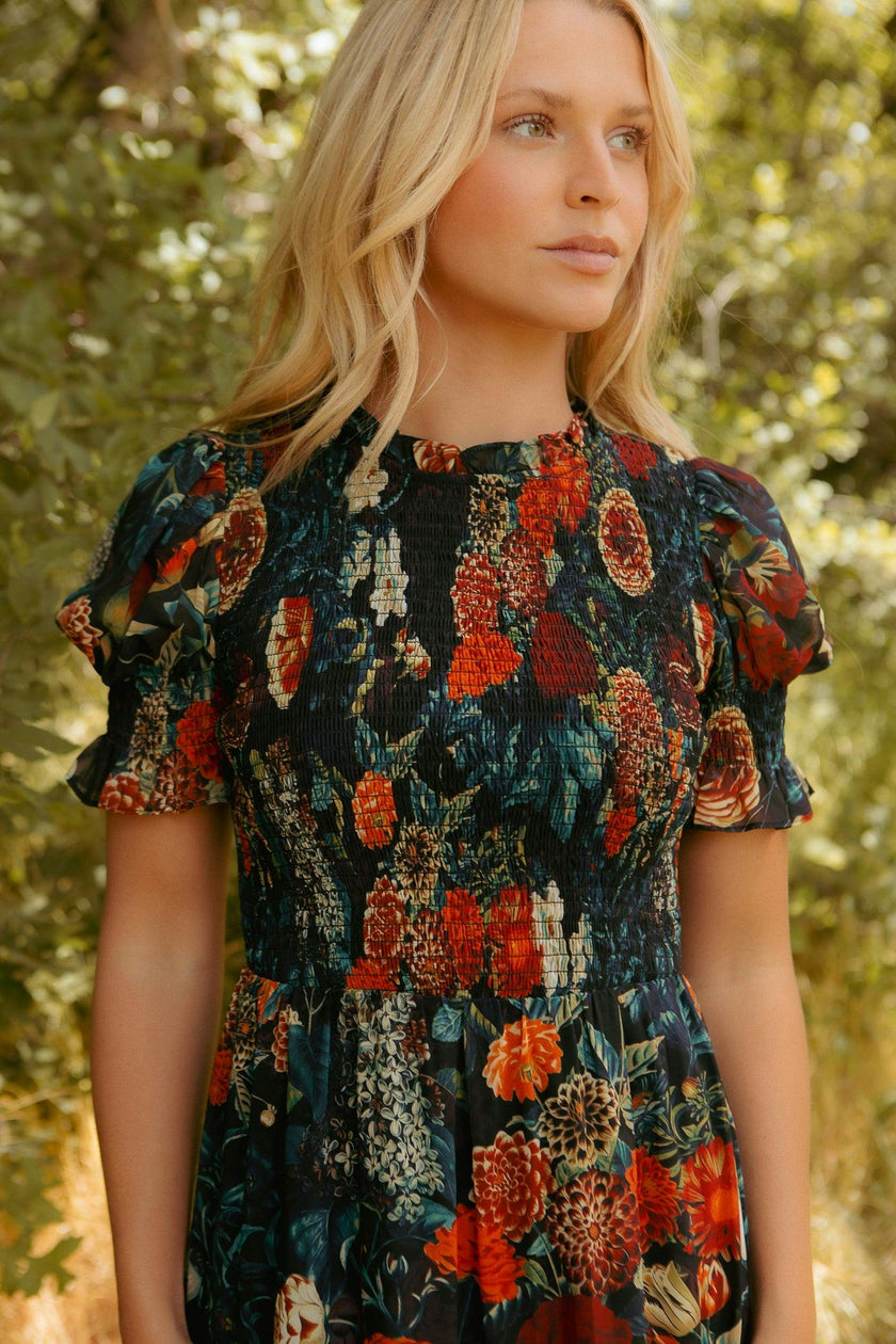 Cordelia Dress in Moody Floral