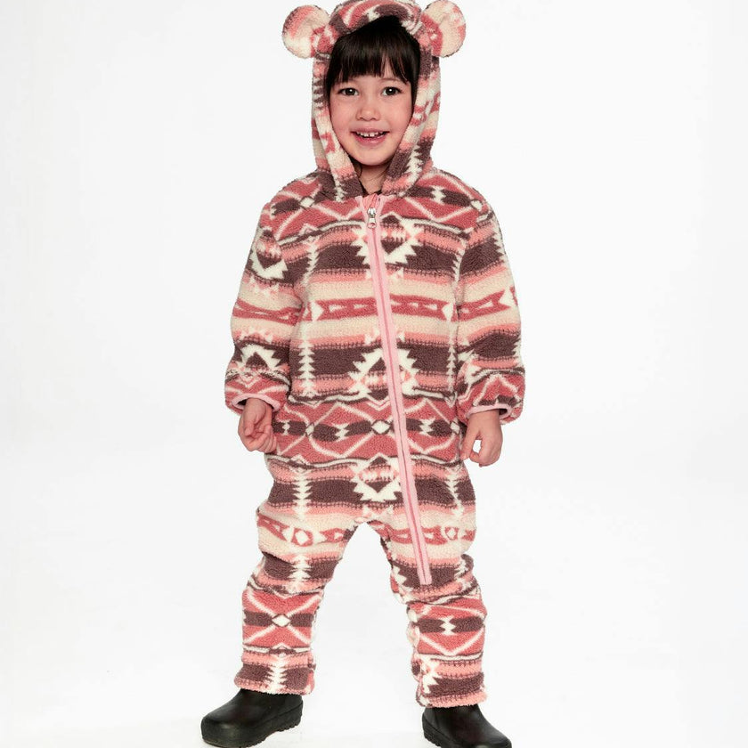 Baby Mid-Season Plush One-Piece Outerwear Aztec Pink