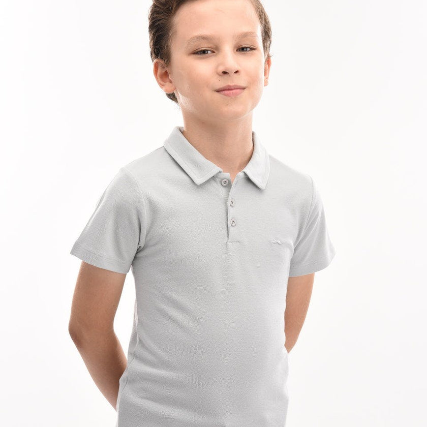 Gray Solid Logo Polo