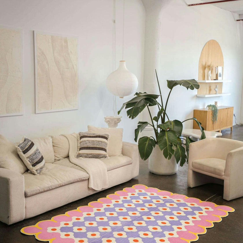 Pink and Purple Floral Area Rug