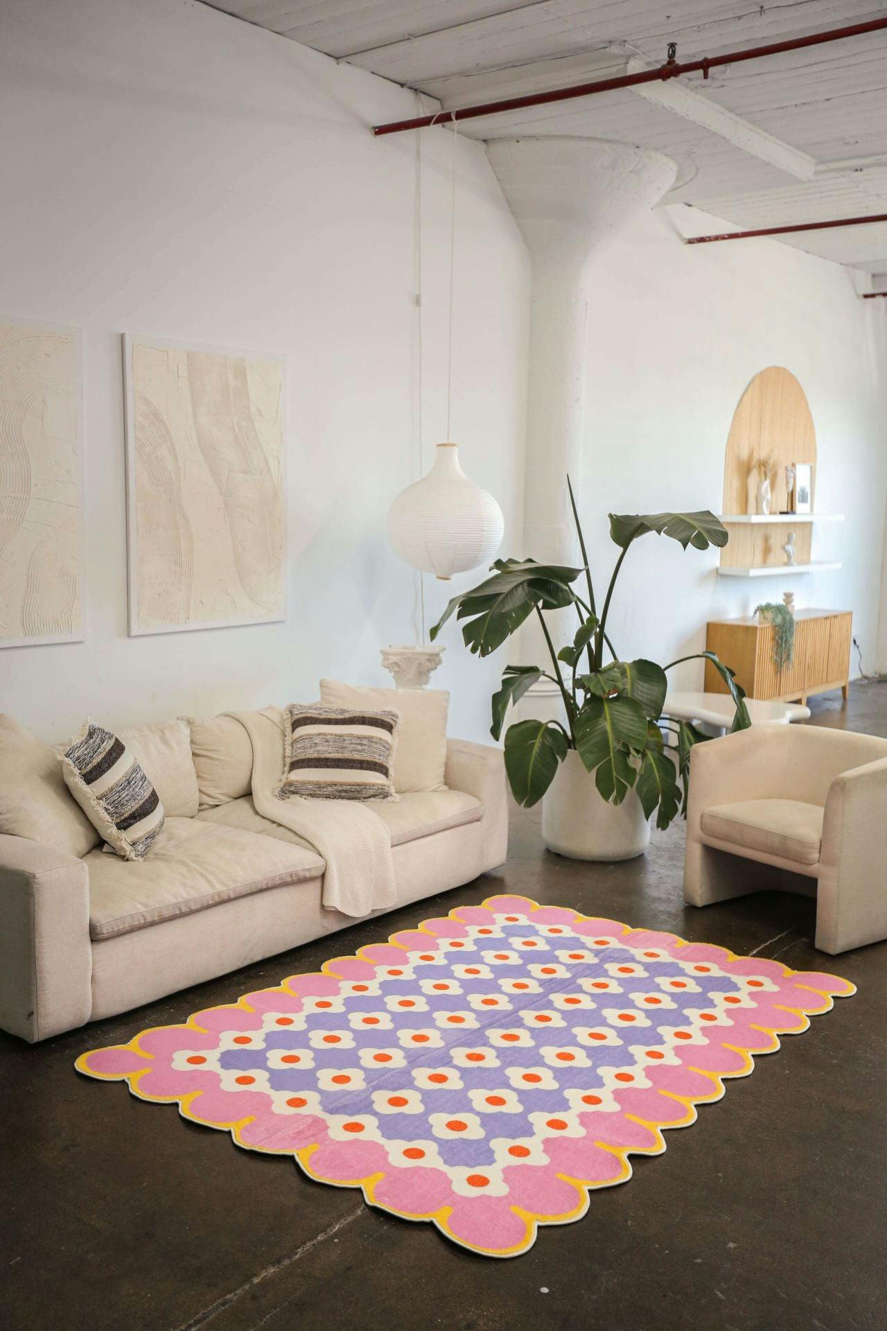 Pink and Purple Floral Area Rug