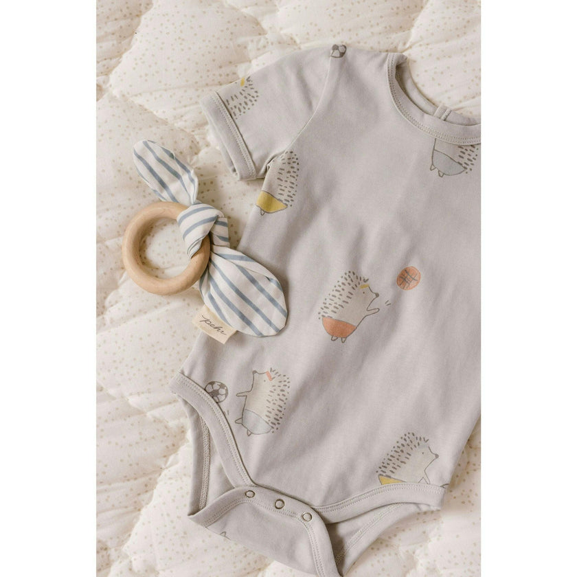 Short Sleeve Lap Shoulder Snap Onesie, Blue