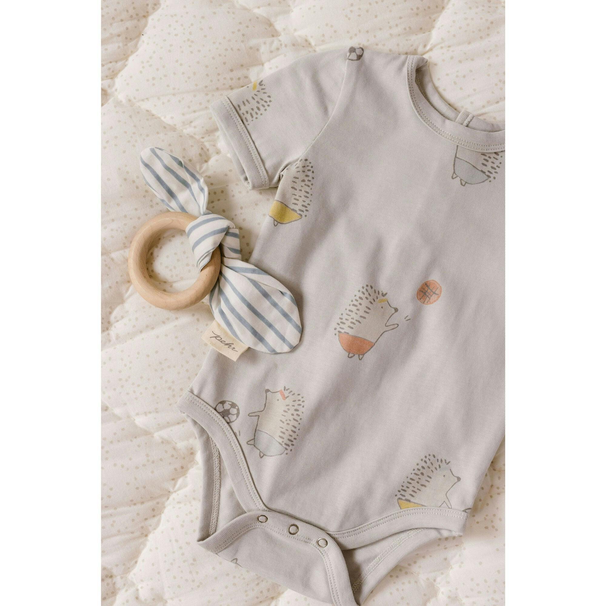 Short Sleeve Lap Shoulder Snap Onesie, Blue