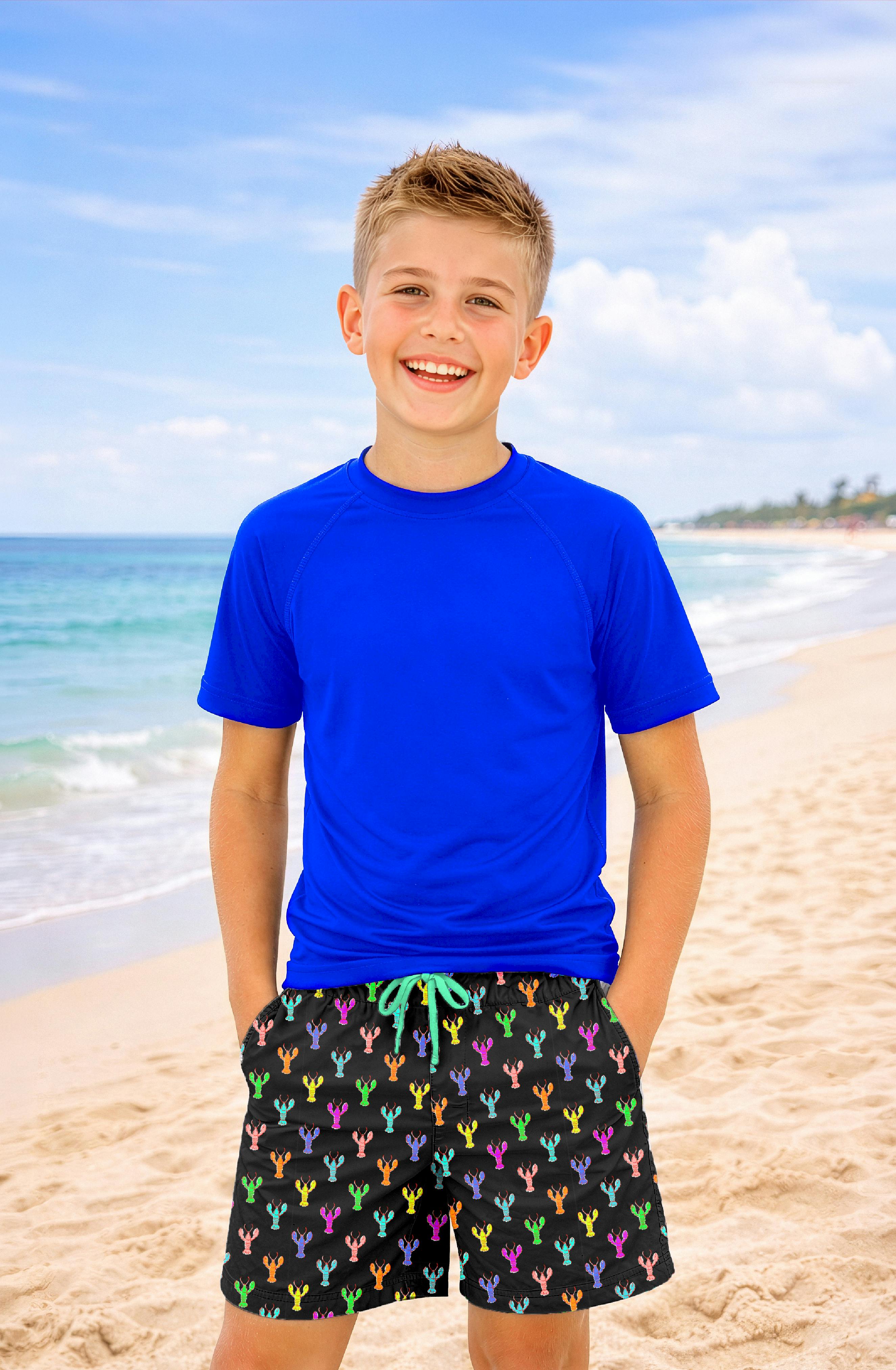 Dylan Boys Multicolor Lobster Print Board Shorts