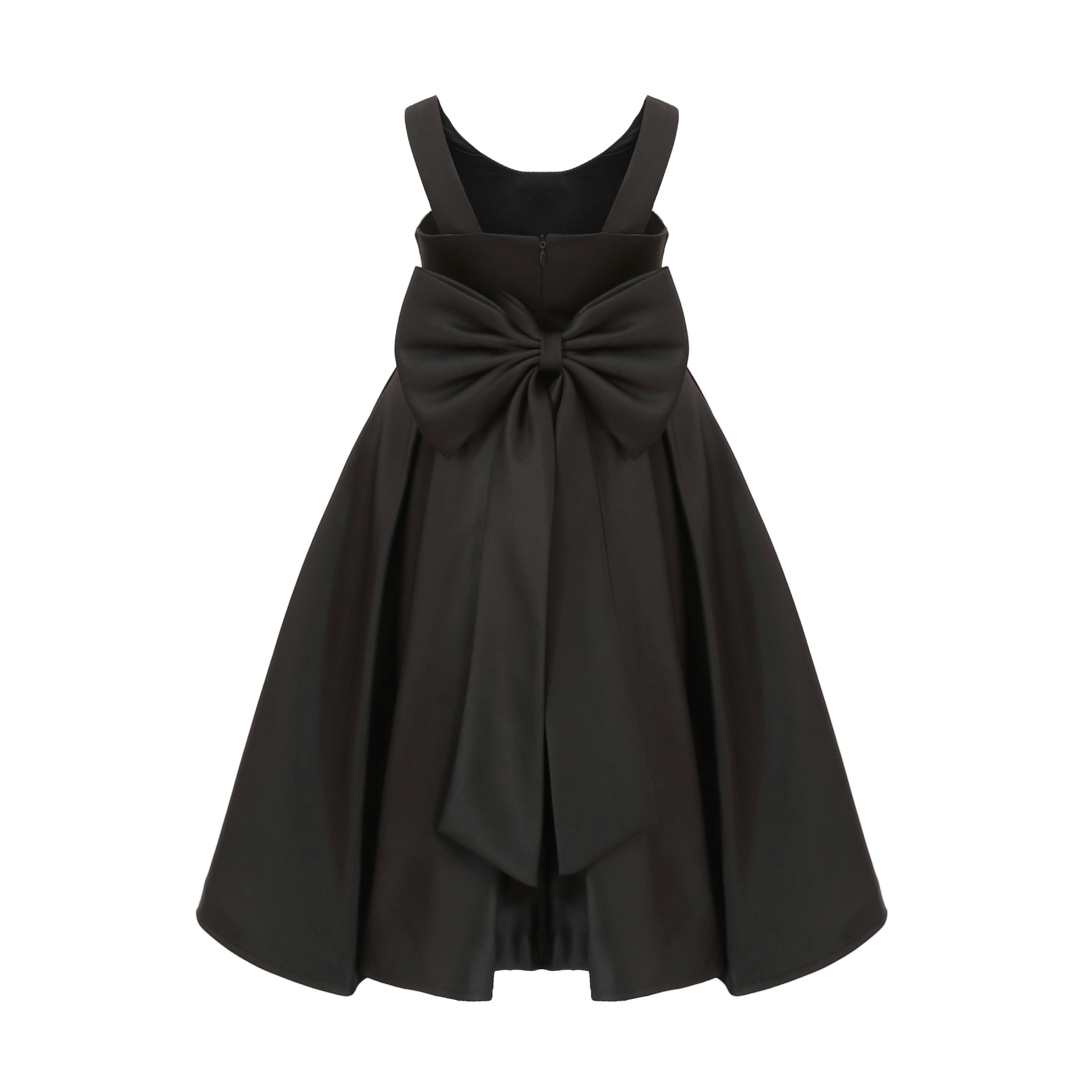 Black Redwooda Satin Bow-Back Dress