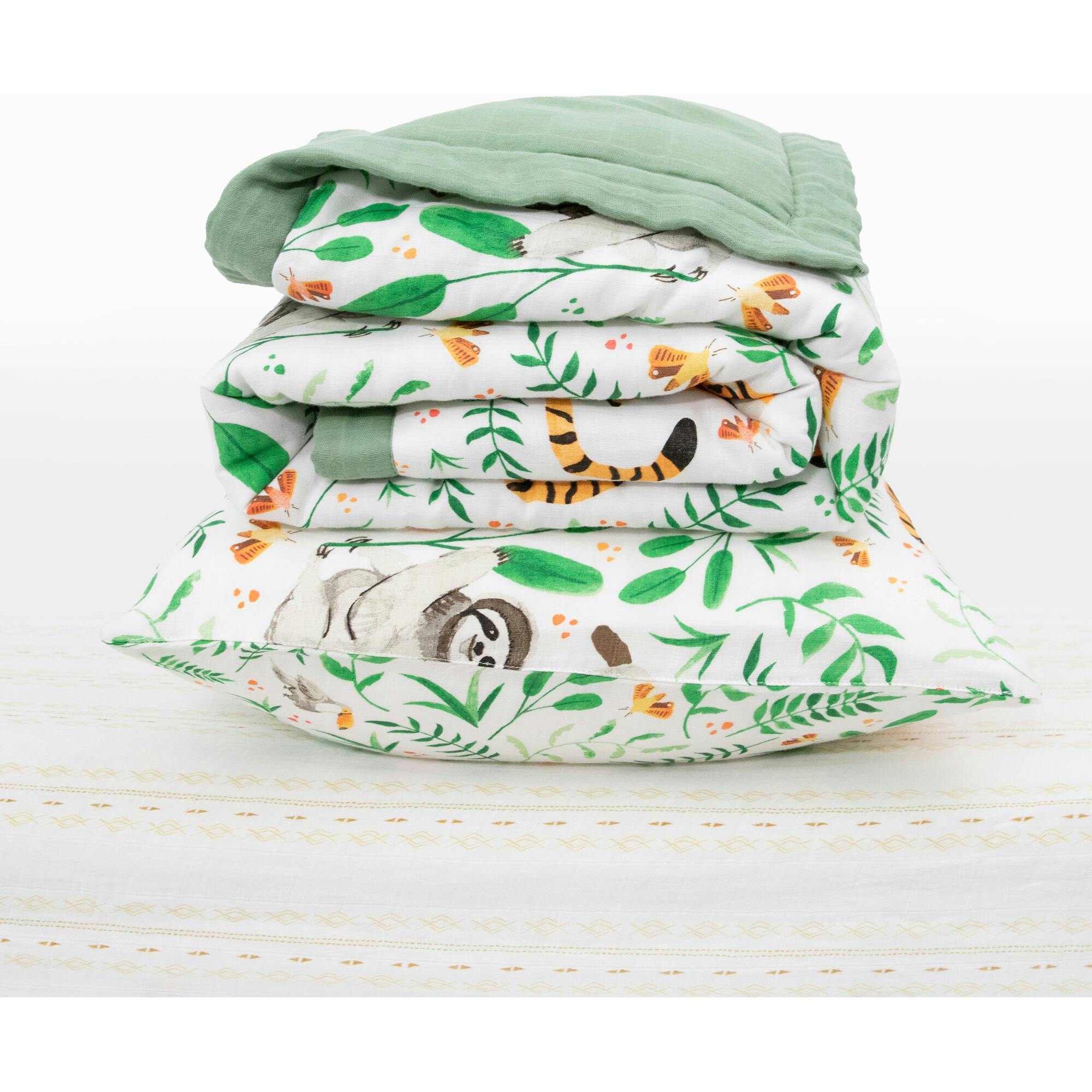 Cotton Muslin Toddler Bedding 3 Piece Set - Mighty Jungle