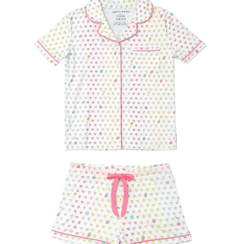Multicolour Heart Jersey Short Sleeve PJ Set
