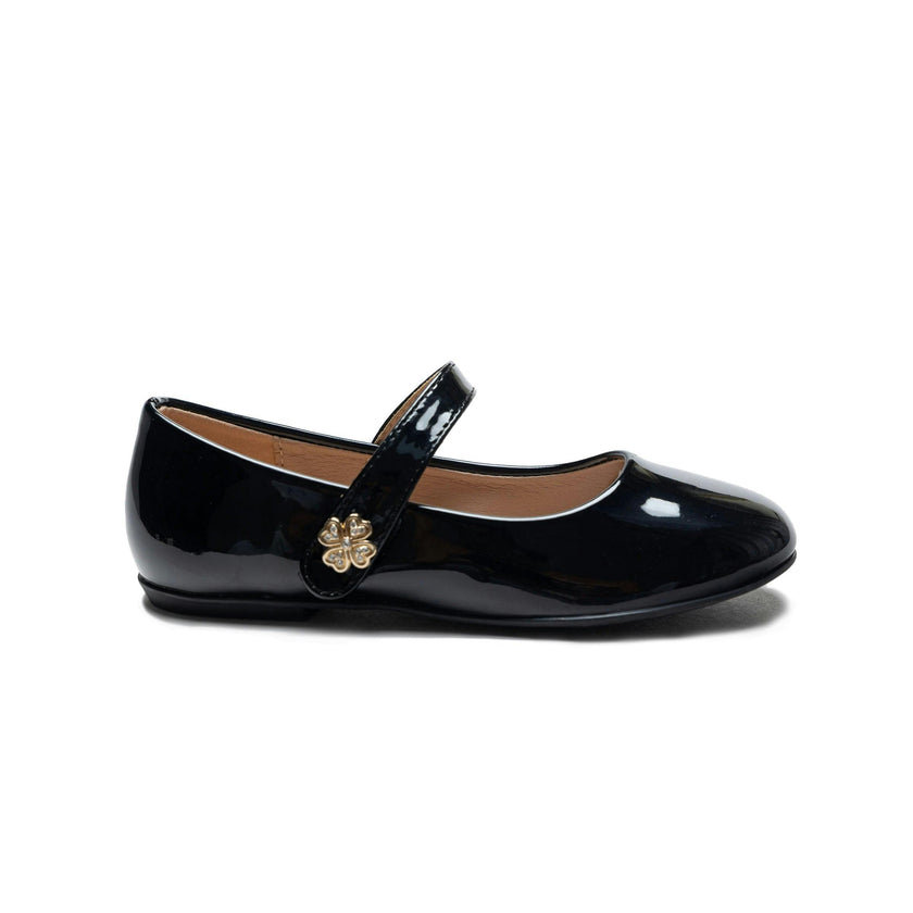 Black Maleia Clover Charm Flats