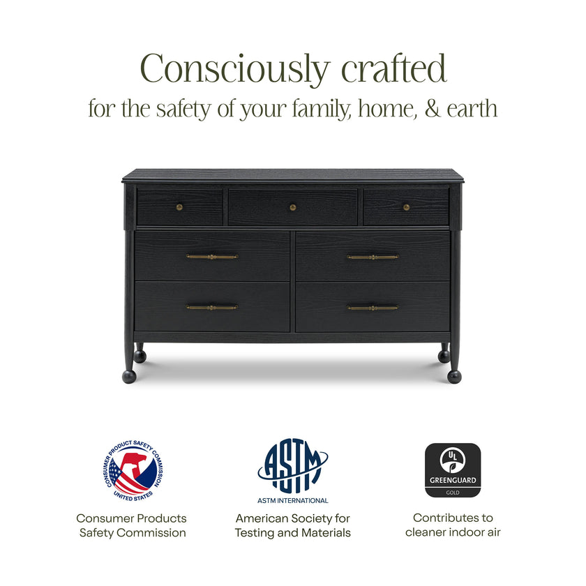 Alouette 7-Drawer Assembled Dresser in Archival Black
